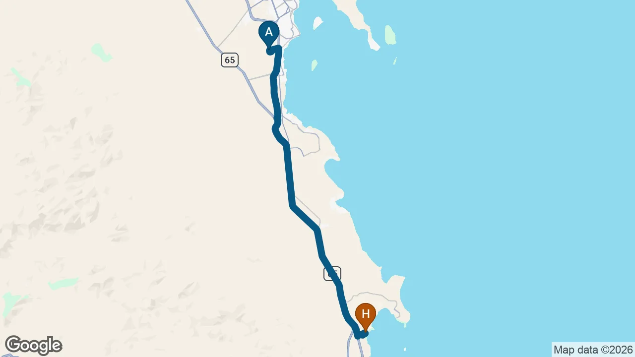 Driving route from Hurghada Airport to Sentido Caribbean World
